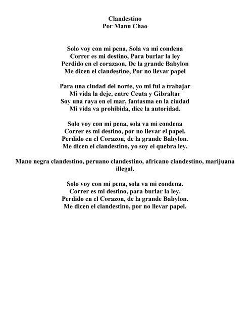 Clandestino y deaparecdio por manu chao.pdf - Granite School District