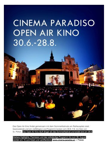 Das Open Air Kino findet gemeinsam mit dem ... - Cinema Paradiso