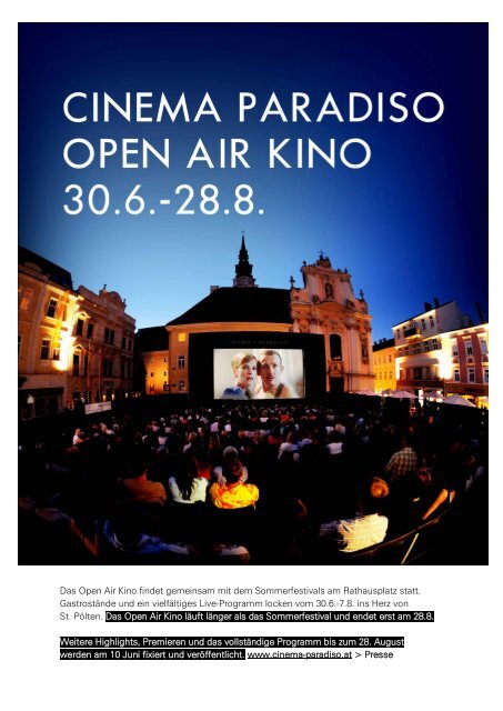 Das Open Air Kino findet gemeinsam mit dem ... - Cinema Paradiso