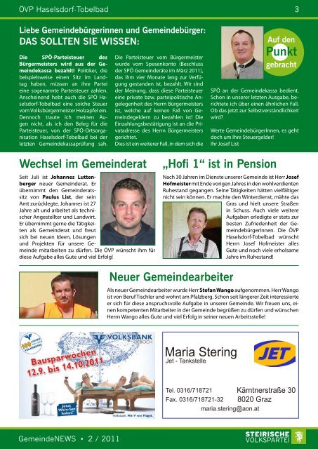 GemeindeNEWS - Haselsdorf - Tobelbad, die Homepage der VP ...