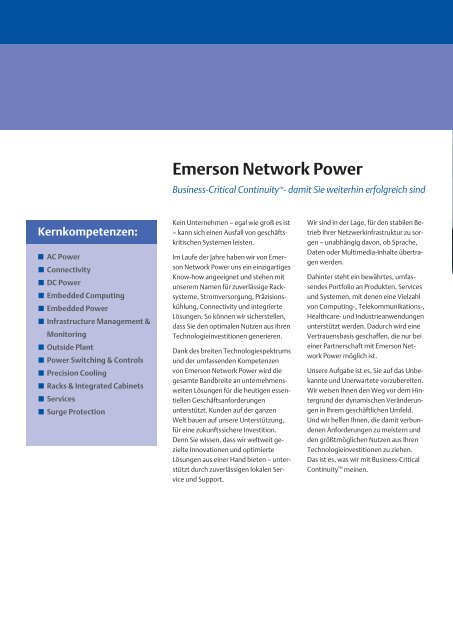 Knürr Produktsortiment - Emerson Network Power