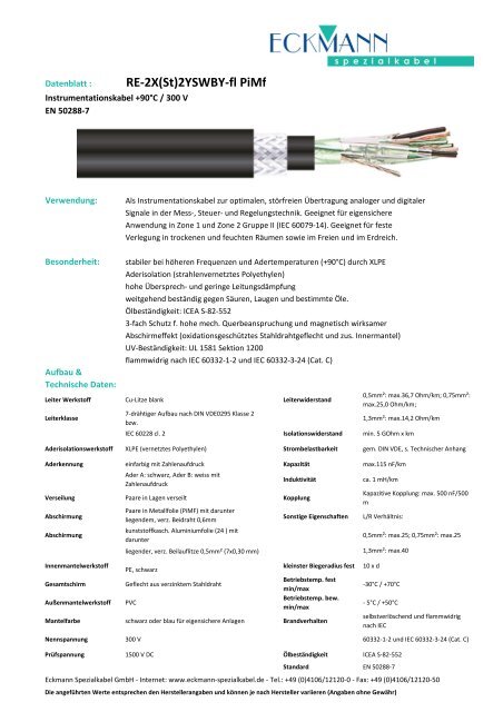 RE-2X(St)2YSWBY-fl PiMf - bei Eckmann-Spezialkabel.de