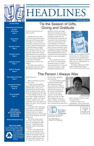 Winter 2008-09 Newsletter - Brain Injury Alliance