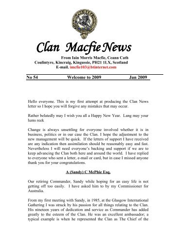 Clan Macfie News No 54 January 2009 - The Clan Macfie Society