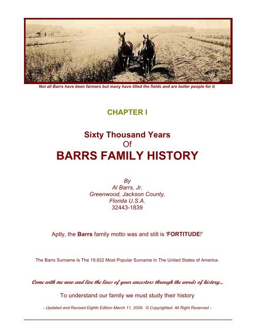 sixty thousand years of barrs family history chapter