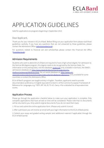 APPLICATION GUIDELINES - European College of Liberal Arts, Berlin