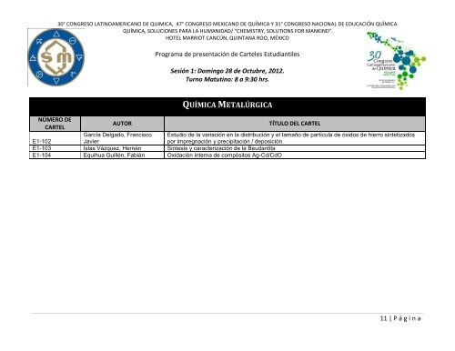 Programa de Trabajos - Sociedad Química de México