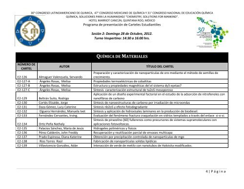 Programa de Trabajos - Sociedad Química de México