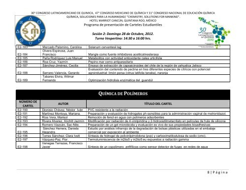 Programa de Trabajos - Sociedad Química de México