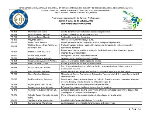 Programa de Trabajos - Sociedad Química de México