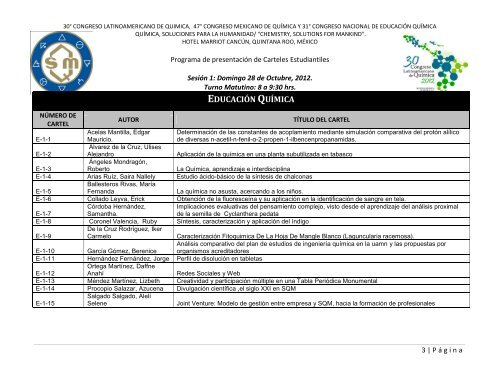 Programa de Trabajos - Sociedad Química de México