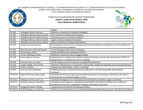 Programa de Trabajos - Sociedad Química de México