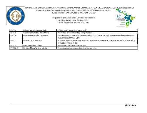 Programa de Trabajos - Sociedad Química de México