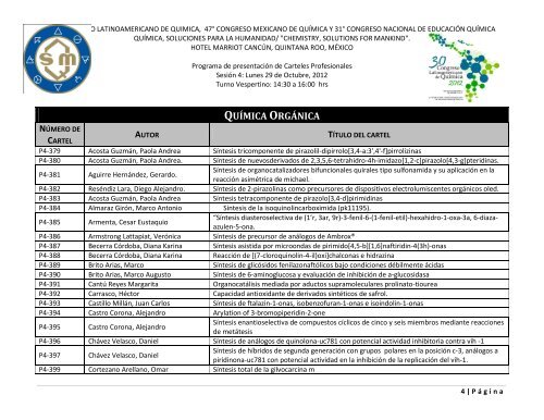 Programa de Trabajos - Sociedad Química de México