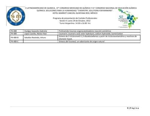 Programa de Trabajos - Sociedad Química de México