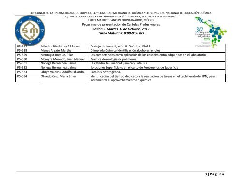 Programa de Trabajos - Sociedad Química de México