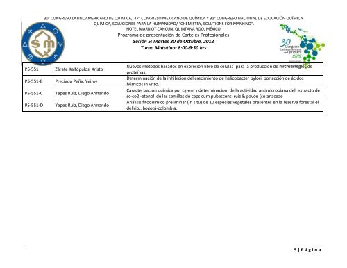 Programa de Trabajos - Sociedad Química de México