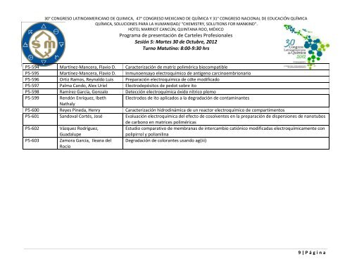 Programa de Trabajos - Sociedad Química de México