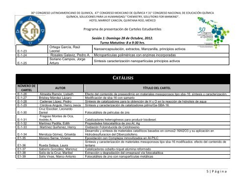 Programa de Trabajos - Sociedad Química de México