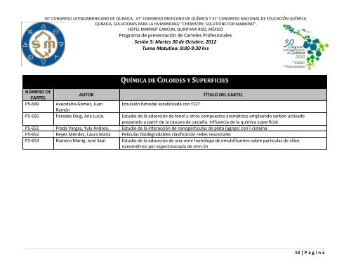 Programa de Trabajos - Sociedad Química de México