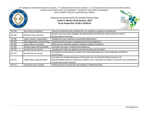 Programa de Trabajos - Sociedad Química de México