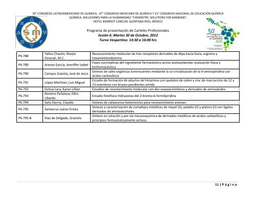 Programa de Trabajos - Sociedad Química de México