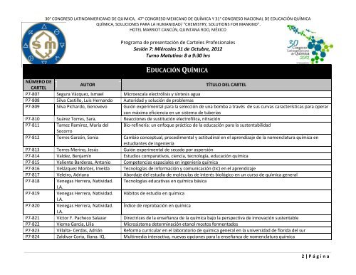 Programa de Trabajos - Sociedad Química de México