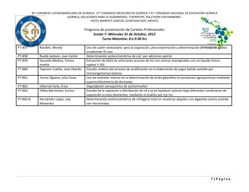 Programa de Trabajos - Sociedad Química de México