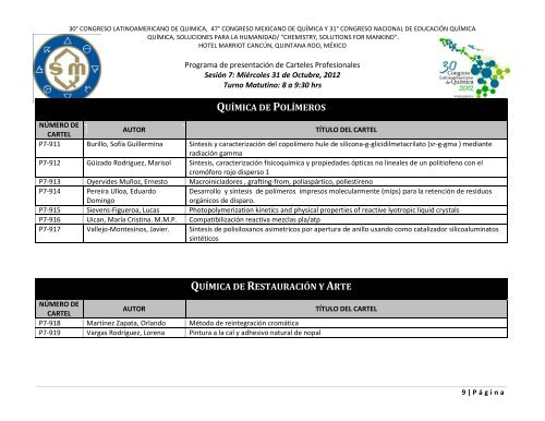 Programa de Trabajos - Sociedad Química de México