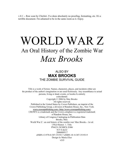 World War Z (reprint) (paperback) By Max Brooks : Target