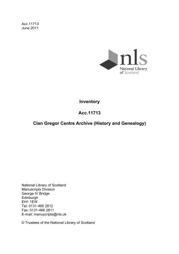 Inventory Acc.11713 Clan Gregor Centre Archive - National Library ...