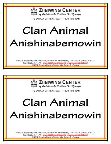 Clan Animal Anishinabemowin - Saginaw Chippewa Indian Tribe of ...