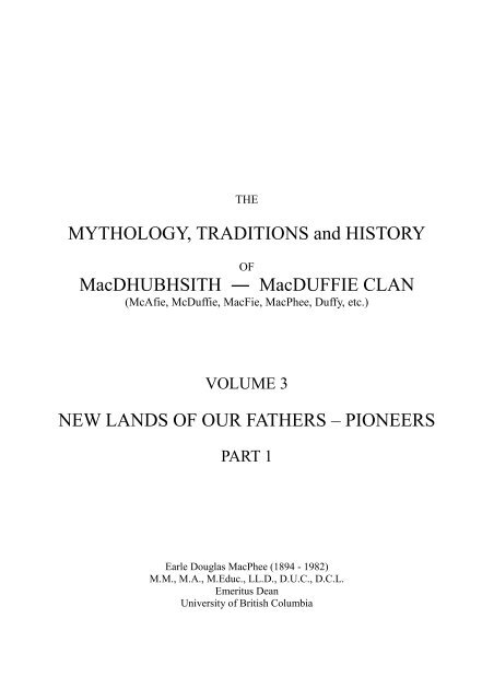 Mythology, traditions and history - The Clan Macfie Society