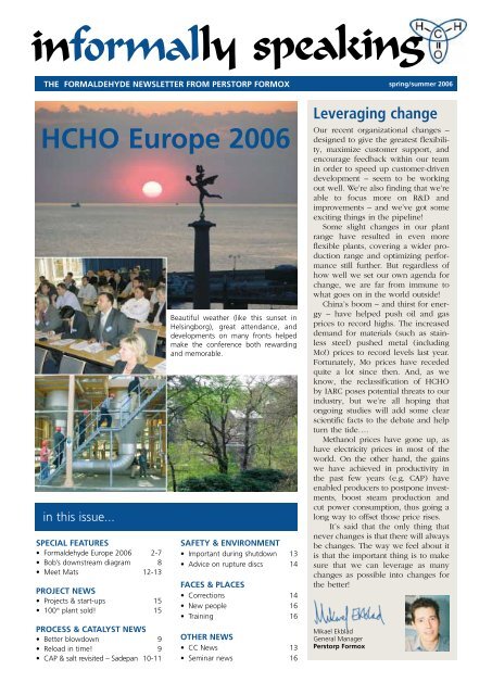 HCHO Europe 2006 - Perstorp Formox