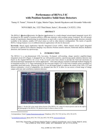 Performance of RENA-3 IC with Position ... - NOVA R & D, Inc.