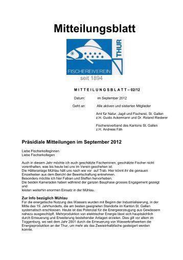Mitteilungsblatt - Fischereiverein Thur