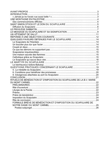 Histoire du Scapulaire. - Accueil des Amis de Garabandal Suisse