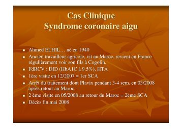 Cas Clinique Syndrome coronaire aigu