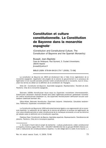 Constitution et culture constitutionnelle. La Constitution de Bayonne ...
