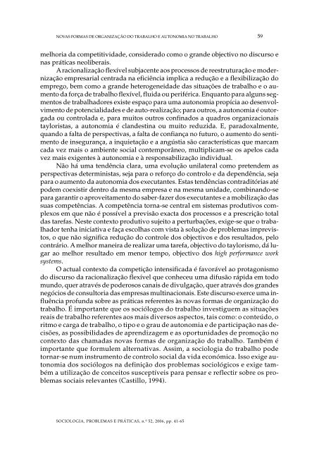 NOVAS FORMAS DE ORGANIZAÇÃO DO TRABALHO E ... - SciELO