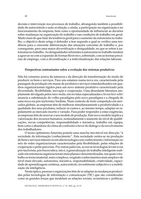 NOVAS FORMAS DE ORGANIZAÇÃO DO TRABALHO E ... - SciELO