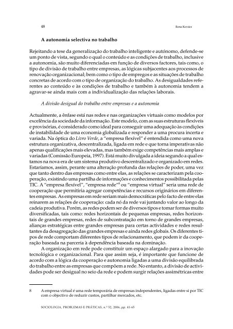 NOVAS FORMAS DE ORGANIZAÇÃO DO TRABALHO E ... - SciELO