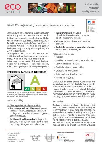 French VOC label info sheet - eco-INSTITUT