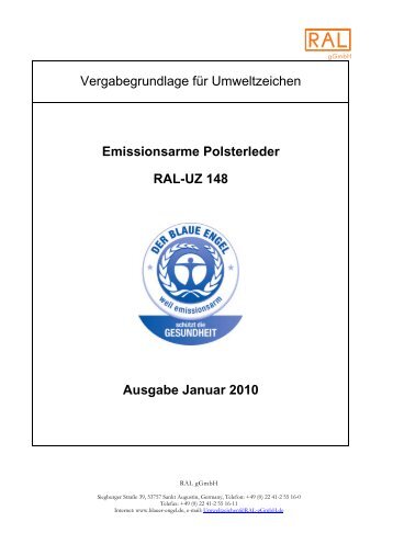 Emissionsarme Polsterleder RAL-UZ 148 Ausgabe ... - eco-INSTITUT
