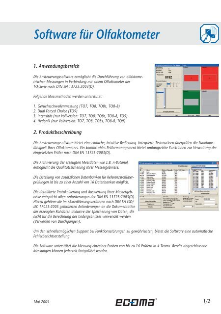 Software für Olfaktometer Ansteuerungssoftware