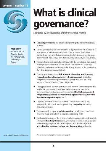 What is clinical governance? - Medical Sciences Division