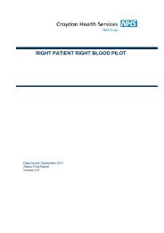 right patient right blood pilot - Croydon Health Services NHS Trust