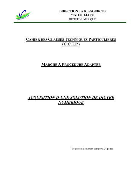 cahier des clauses techniques particulieres (cctp) - CH de Guingamp