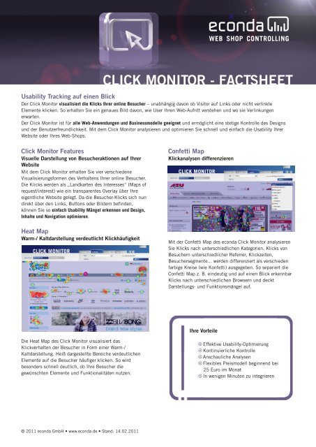 econda Click Monitor Factsheet