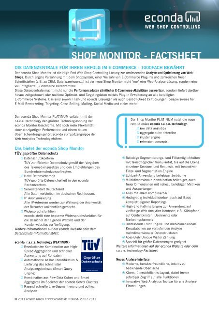 econda Shop Monitor Factsheet
